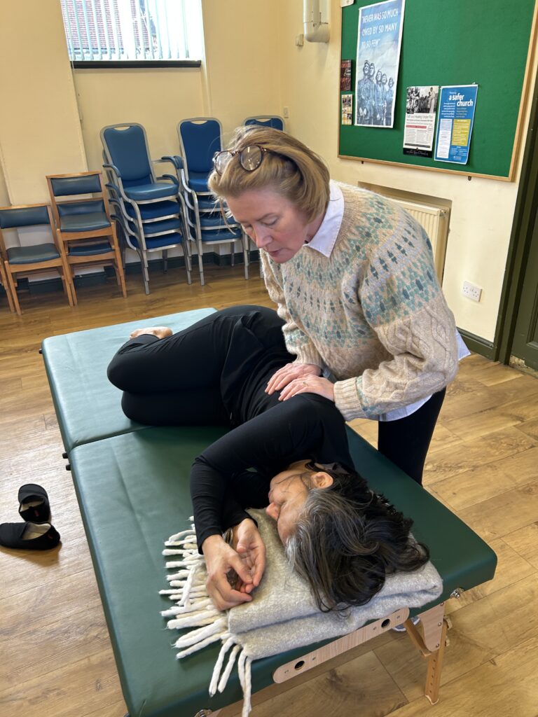 Viv giving private somatics lesson